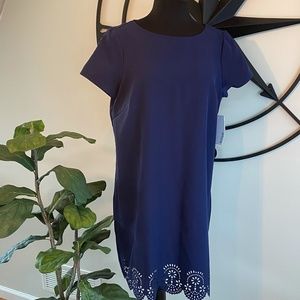 JUSTFAB| Blue Shift Dress with Scallop Hem (NWT)